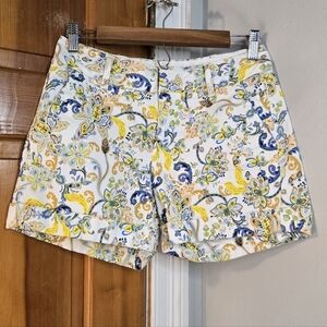 Dear John North Hampton Floral Santorini Paisley Print Women Shorts Yellow Sz 27